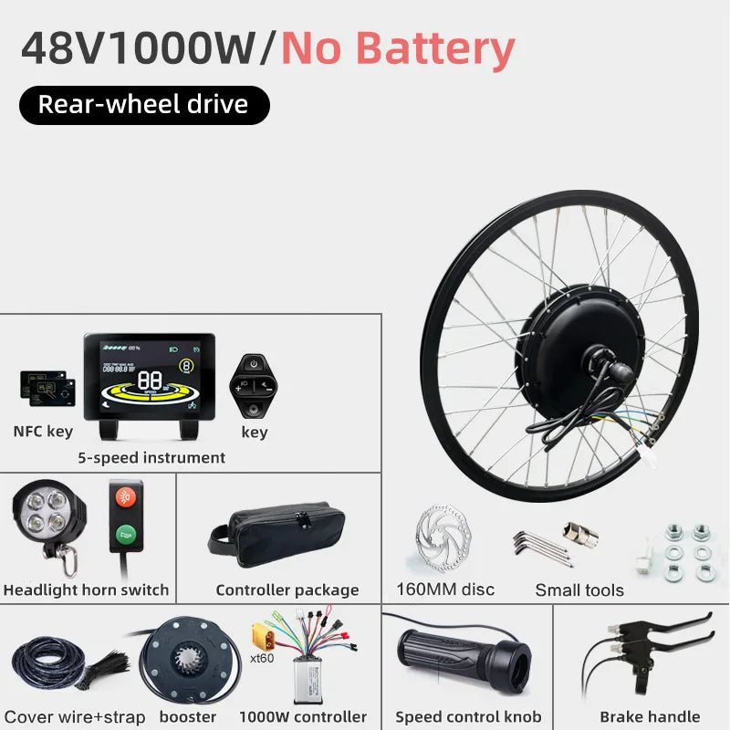 Electric Bike kit with ebike electric bicycle kit 20 26'' 27.5 700C 1000W Front Rear Electric Wheel Hub Motor