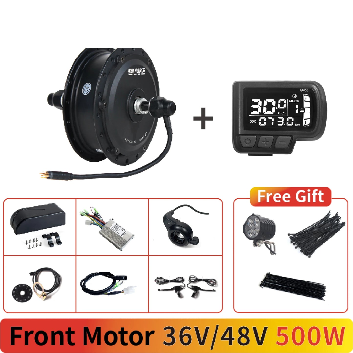 Ebike Motor Kit High Speed Brushless Gear Hub 36V 48V 350W 500W Electric Bike Conversion Front Cassette Rear display P6 ZEMAKE