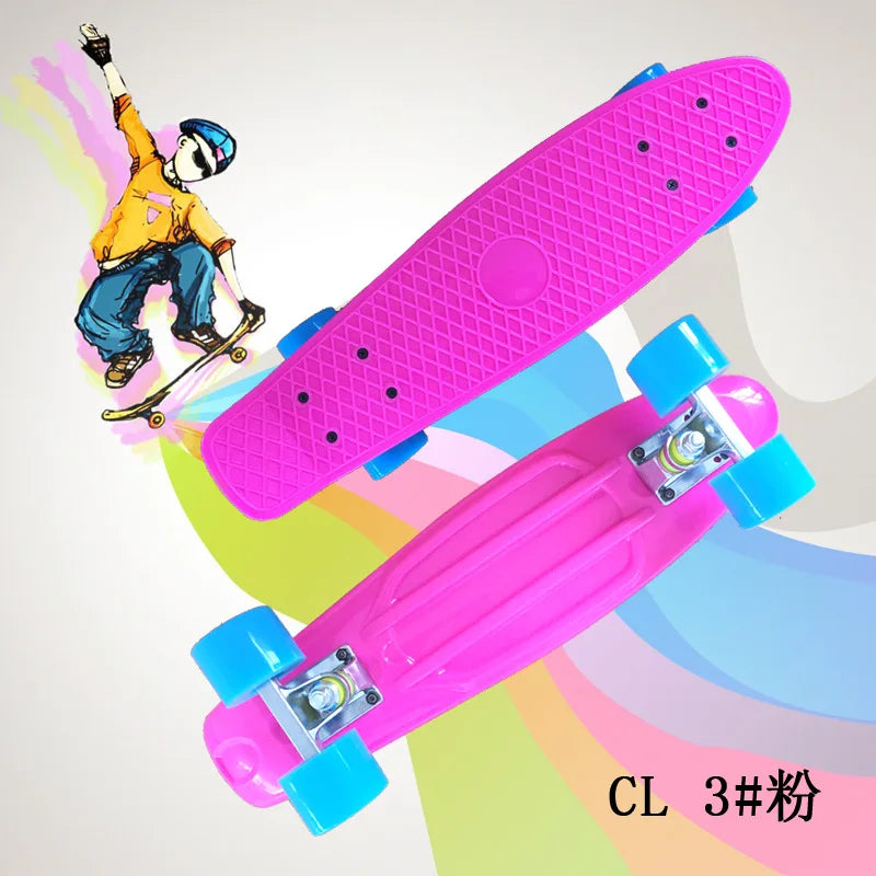 58cm Skate Board Kids Leaner Retro Cruiser 22inch Children Skateboard