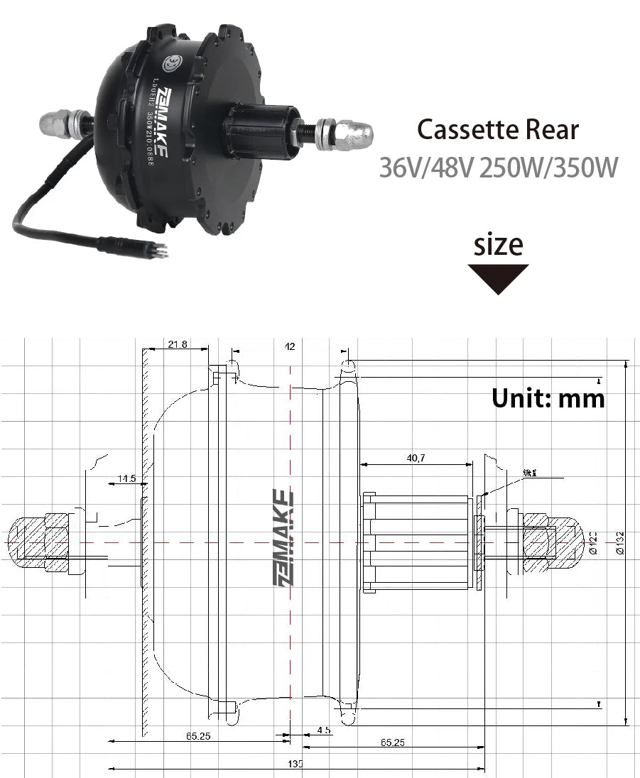 Ebike Motor Kit High Speed Brushless Gear Hub 36V 48V 350W 500W Electric Bike Conversion  Front Cassette Rear display P6 ZEMAKE