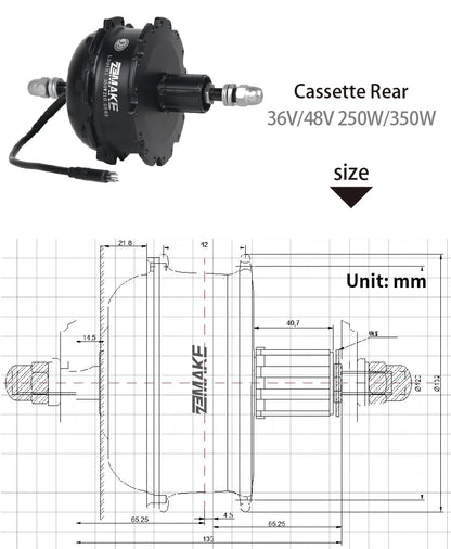 Ebike Motor Kit High Speed Brushless Gear Hub 36V 48V 350W 500W Electric Bike Conversion  Front Cassette Rear display P6 ZEMAKE