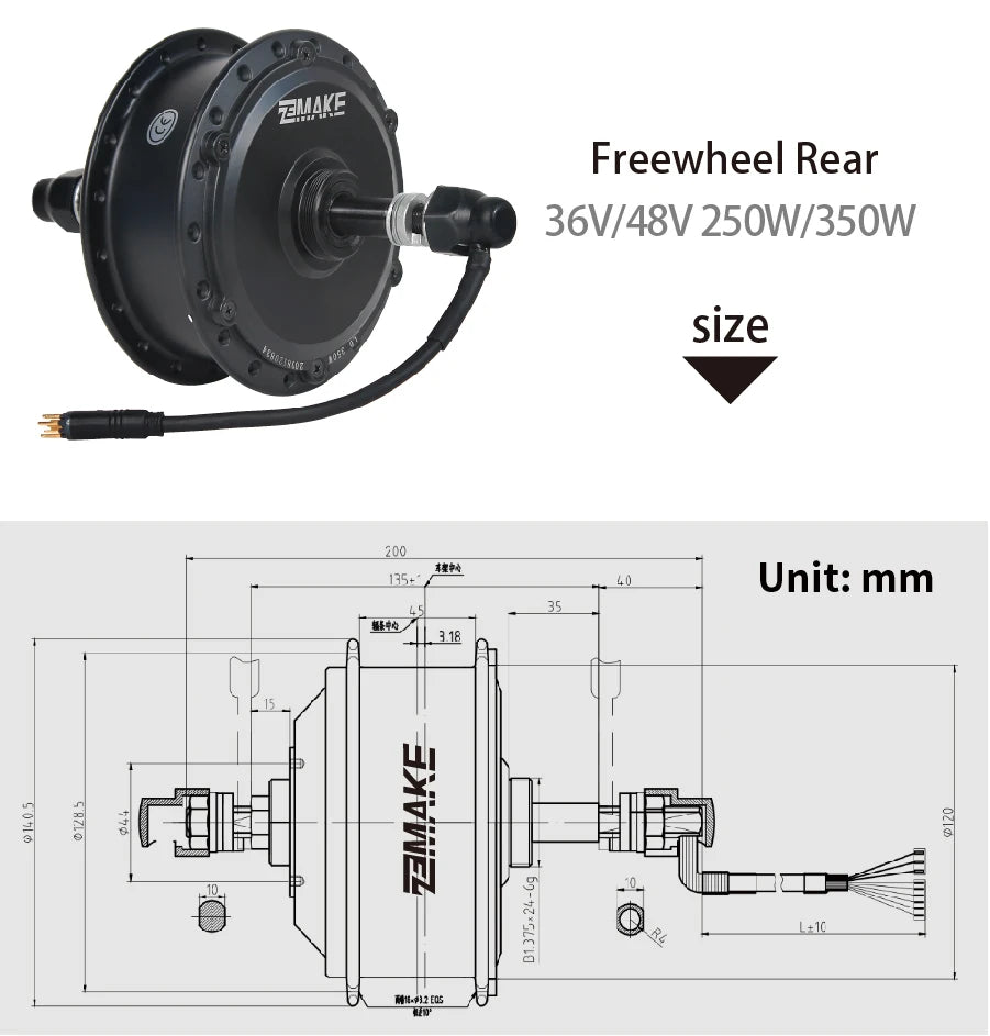 Ebike Motor Kit High Speed Brushless Gear Hub 36V 48V 350W 500W Electric Bike Conversion  Front Cassette Rear display P6 ZEMAKE