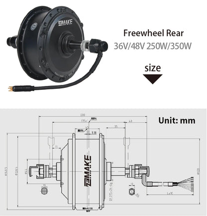 Ebike Motor Kit High Speed Brushless Gear Hub 36V 48V 350W 500W Electric Bike Conversion  Front Cassette Rear display P6 ZEMAKE