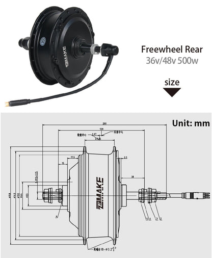 Ebike Motor Kit High Speed Brushless Gear Hub 36V 48V 350W 500W Electric Bike Conversion  Front Cassette Rear display P6 ZEMAKE