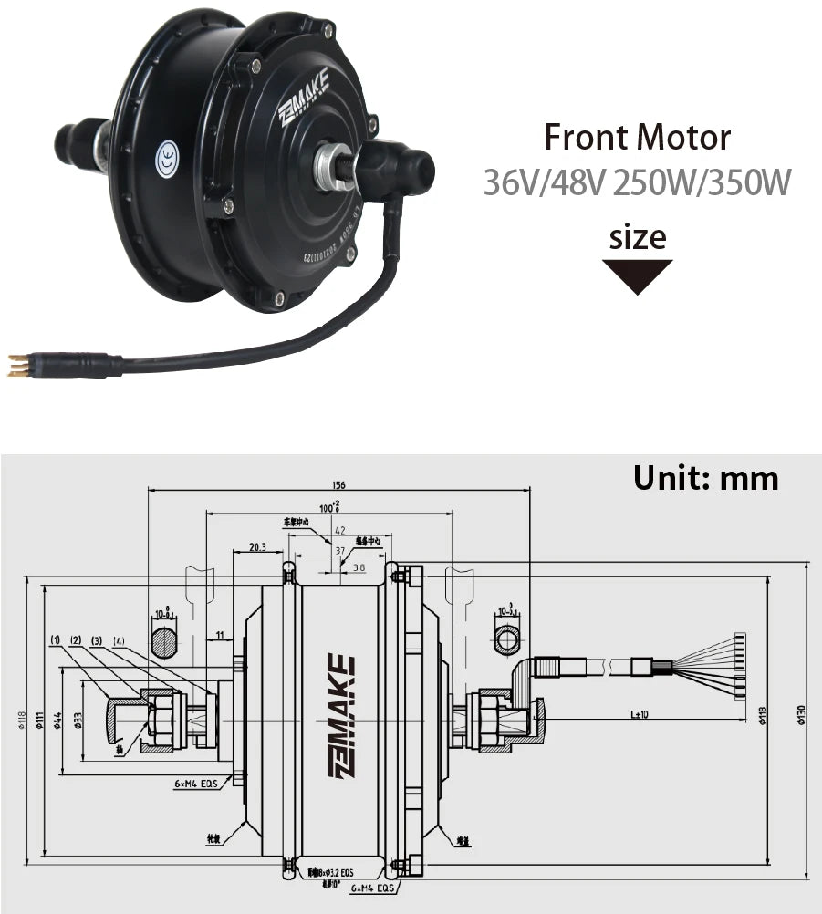 Ebike Motor Kit High Speed Brushless Gear Hub 36V 48V 350W 500W Electric Bike Conversion  Front Cassette Rear display P6 ZEMAKE