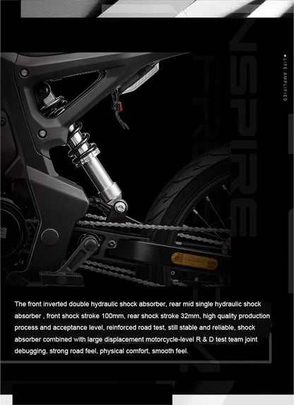 17" urban e-bike e-scooter 50km/h CITY  electric bicycle mid-motor mobility excursions Soft tail electric motorcycle smart ebike