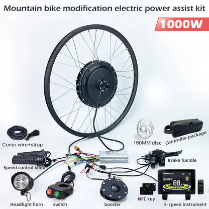 Electric Bike kit with ebike electric bicycle kit 20 26'' 27.5 700C 1000W Front Rear Electric Wheel Hub Motor