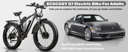 Fashionable electric bike, 2000W*2 dual motors 52V 32AH long battery life hydraulic brake stable and durable electric bicycle