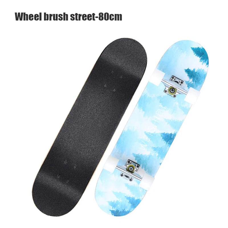 60/72/80cm Beginner Skateboard Maple Longboard Double-warped Skateboard Pro Standard Complete Skate Board for Adults Youths Kids