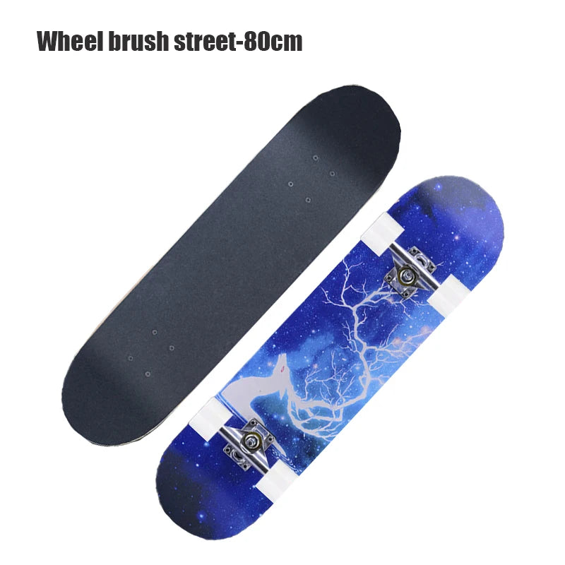 60/72/80cm Beginner Skateboard Maple Longboard Double-warped Skateboard Pro Standard Complete Skate Board for Adults Youths Kids