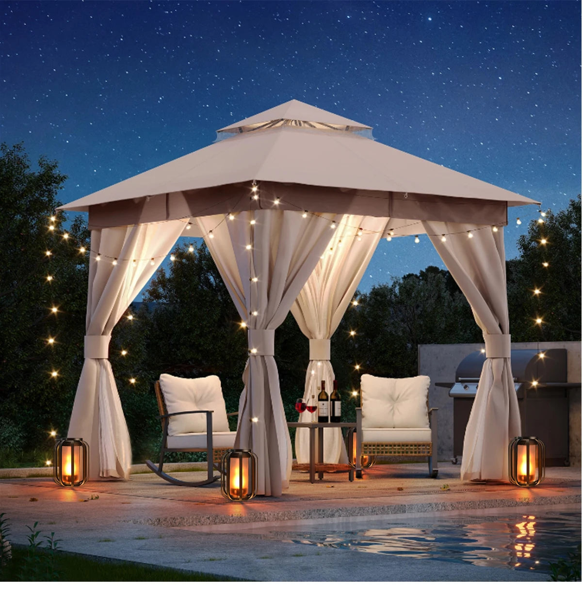 Solar Lanterns Outdoor Waterproof Hanging Lights for Outside Solar Table Lanterns Solar Wall Lantern Lights for Porch Patio Yard