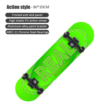 60/72/80cm Beginner Skateboard Maple Longboard Double-warped Skateboard Pro Standard Complete Skate Board for Adults Youths Kids