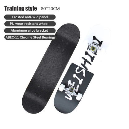 60/72/80cm Beginner Skateboard Maple Longboard Double-warped Skateboard Pro Standard Complete Skate Board for Adults Youths Kids