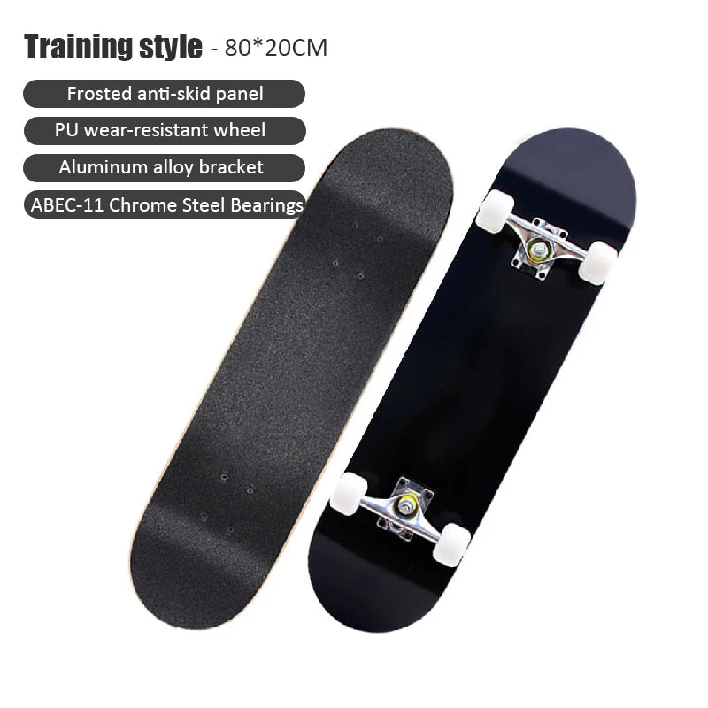 60/72/80cm Beginner Skateboard Maple Longboard Double-warped Skateboard Pro Standard Complete Skate Board for Adults Youths Kids