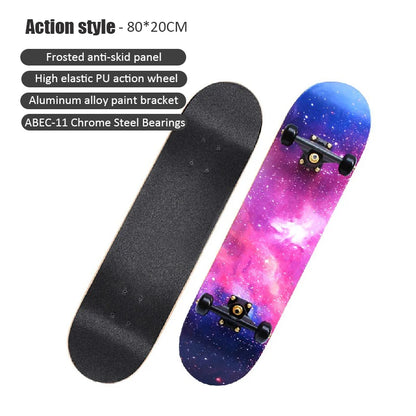 60/72/80cm Beginner Skateboard Maple Longboard Double-warped Skateboard Pro Standard Complete Skate Board for Adults Youths Kids