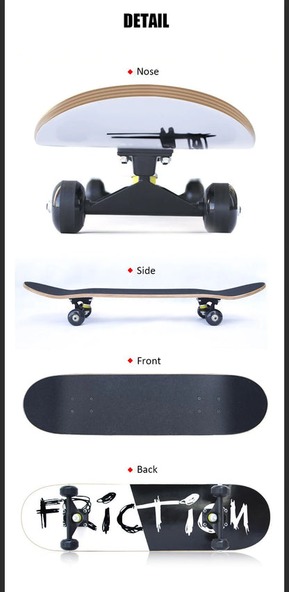 60/72/80cm Beginner Skateboard Maple Longboard Double-warped Skateboard Pro Standard Complete Skate Board for Adults Youths Kids