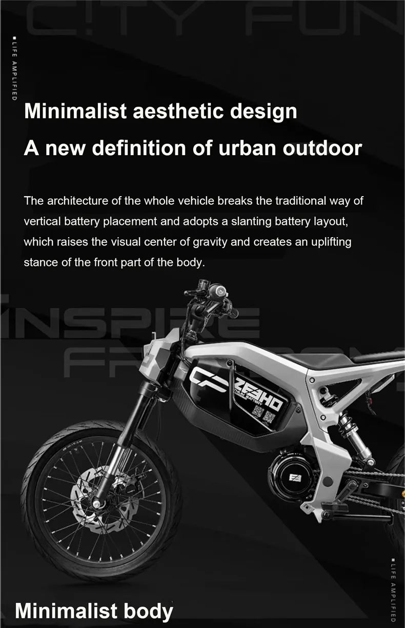 17" urban e-bike e-scooter 50km/h CITY  electric bicycle mid-motor mobility excursions Soft tail electric motorcycle smart ebike