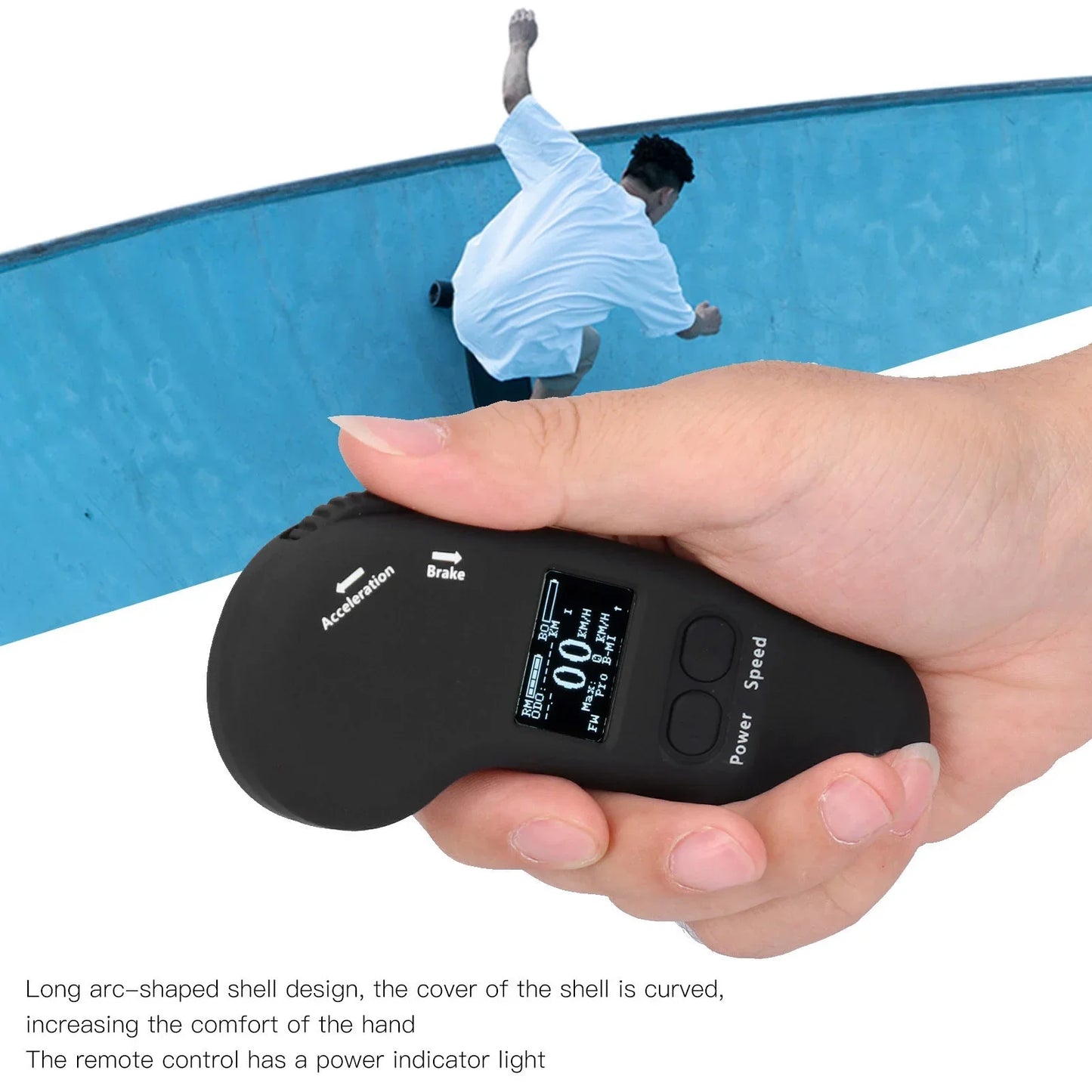 Electric Skateboard Wireless LED Display Remote Control with Adjustable Speed Braking