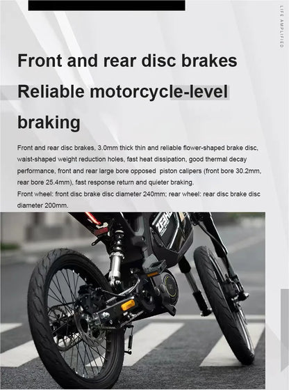 17" urban e-bike e-scooter 50km/h CITY  electric bicycle mid-motor mobility excursions Soft tail electric motorcycle smart ebike