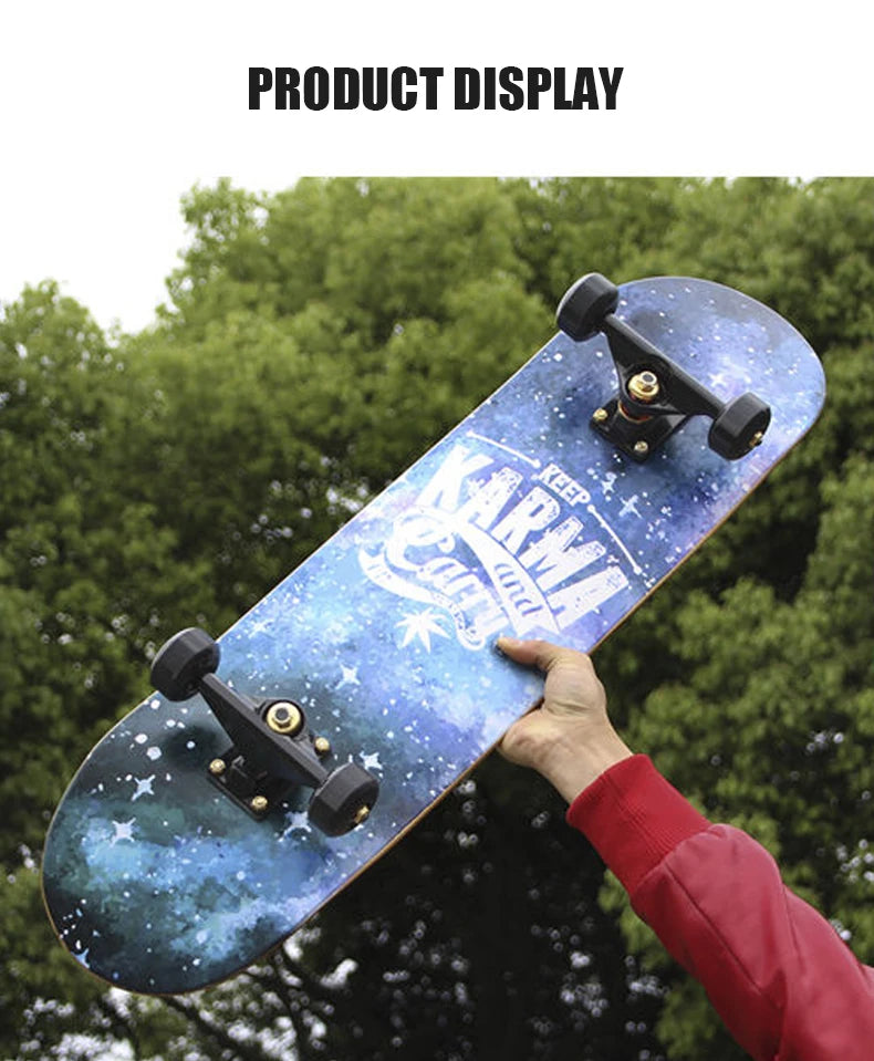 60/72/80cm Beginner Skateboard Maple Longboard Double-warped Skateboard Pro Standard Complete Skate Board for Adults Youths Kids