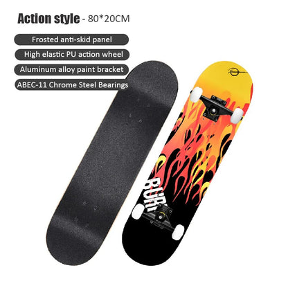 60/72/80cm Beginner Skateboard Maple Longboard Double-warped Skateboard Pro Standard Complete Skate Board for Adults Youths Kids