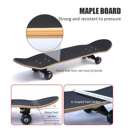 60/72/80cm Beginner Skateboard Maple Longboard Double-warped Skateboard Pro Standard Complete Skate Board for Adults Youths Kids