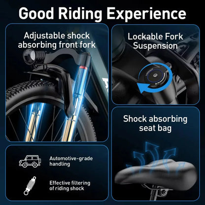 26-inch electric bicycle with built-in 750Wmotor, 48V10.4AH battery,time-saving and labor-saving E-bike for urban transportation