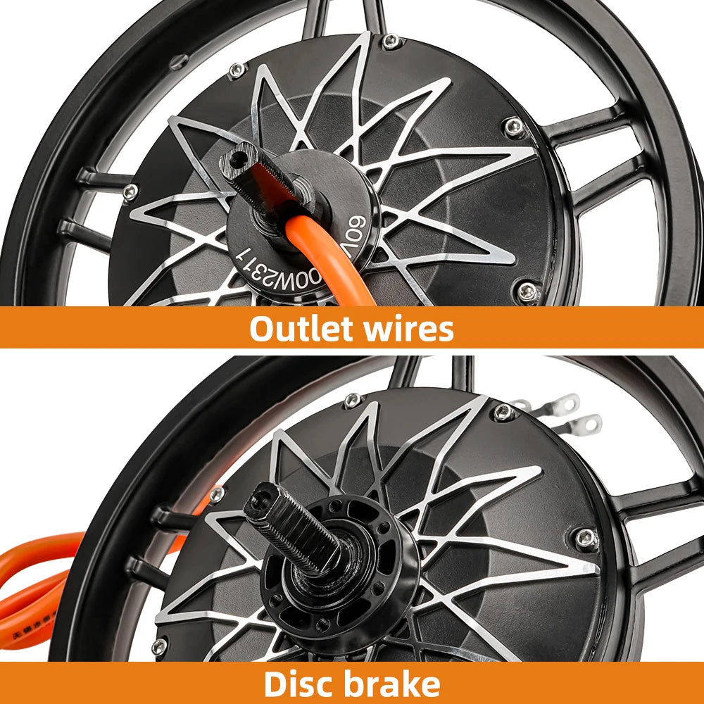 Electric Bicycle High Speed Motor 14 Inch 48V 60V 72V 2000W 5000W Electric Gearless Hub Motor 120km/h suitable for E-bike