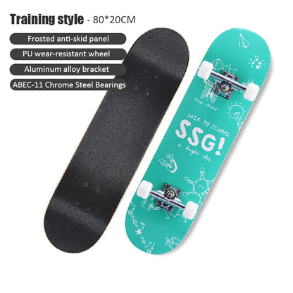 60/72/80cm Beginner Skateboard Maple Longboard Double-warped Skateboard Pro Standard Complete Skate Board for Adults Youths Kids