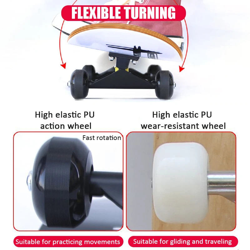 60/72/80cm Beginner Skateboard Maple Longboard Double-warped Skateboard Pro Standard Complete Skate Board for Adults Youths Kids