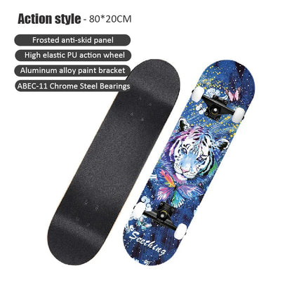 60/72/80cm Beginner Skateboard Maple Longboard Double-warped Skateboard Pro Standard Complete Skate Board for Adults Youths Kids