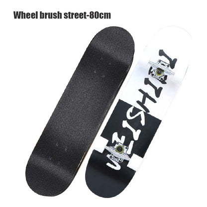 60/72/80cm Beginner Skateboard Maple Longboard Double-warped Skateboard Pro Standard Complete Skate Board for Adults Youths Kids
