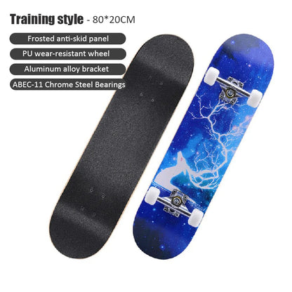 60/72/80cm Beginner Skateboard Maple Longboard Double-warped Skateboard Pro Standard Complete Skate Board for Adults Youths Kids