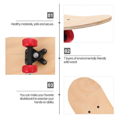 Kids Blank Skateboard Durable Diy Graffiti Skateboard Children Sports Toy Trick Skateboard Roller Outdoor Plaything Wooden Decks