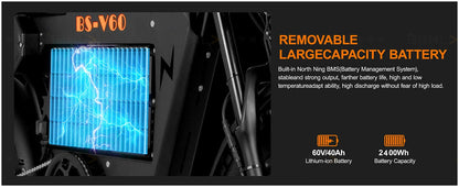 2500W Dual-Motor Electric Motorcycle 60V 40AH Battery, 120KM Range 20-inch Wide Tires with Hydraulic Brakes ebike