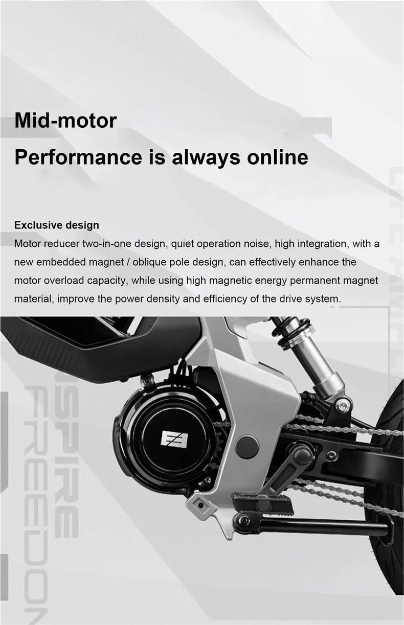 17" urban e-bike e-scooter 50km/h CITY  electric bicycle mid-motor mobility excursions Soft tail electric motorcycle smart ebike