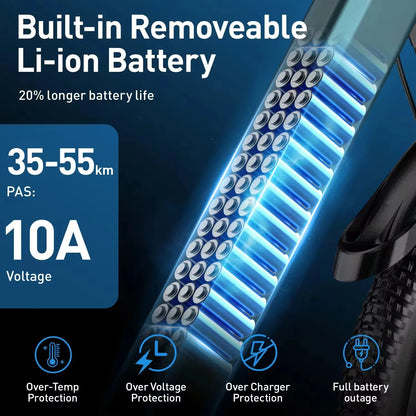 26-inch electric bicycle with built-in 750Wmotor, 48V10.4AH battery,time-saving and labor-saving E-bike for urban transportation